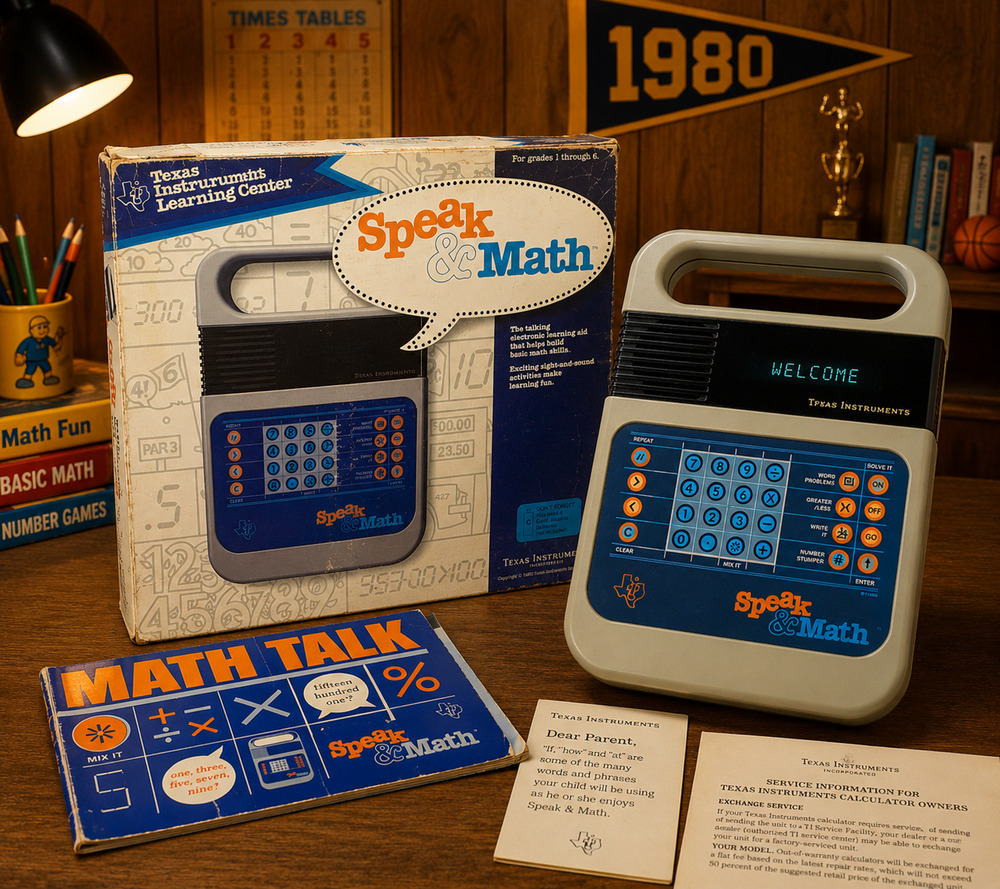 Vintage 1980 TI Speak & Math Texas Instruments Working Original Box Math Talk